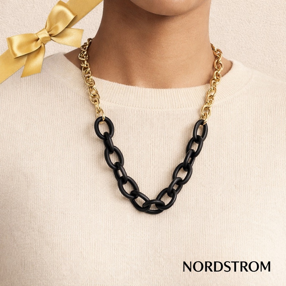 Nordstrom Two-Tone Link Statement Necklace NWT